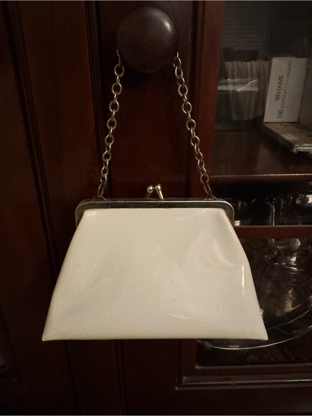 Vintage Little Girls Patent Leather Purse, White
